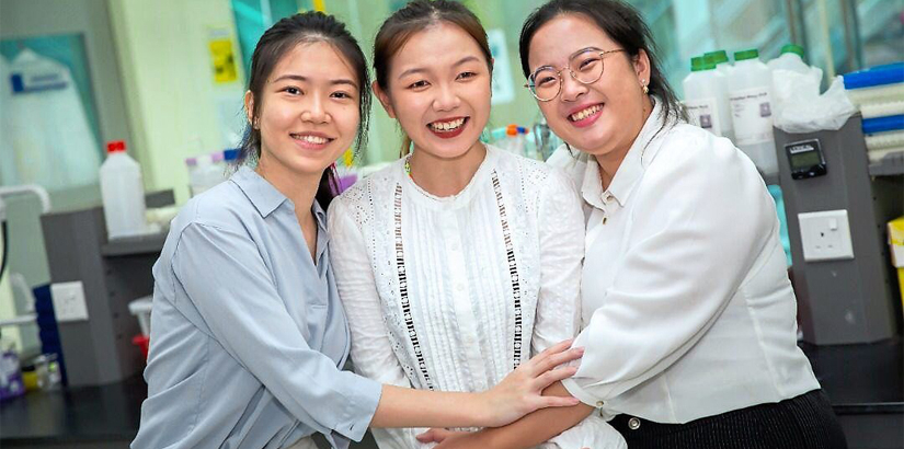 UCSI University medical students (from left): Fiona Ho Jing Min, Ngu Hui Ling, and Clarice Siow Jing Rou, will focus on aldosterone signalling in their research.